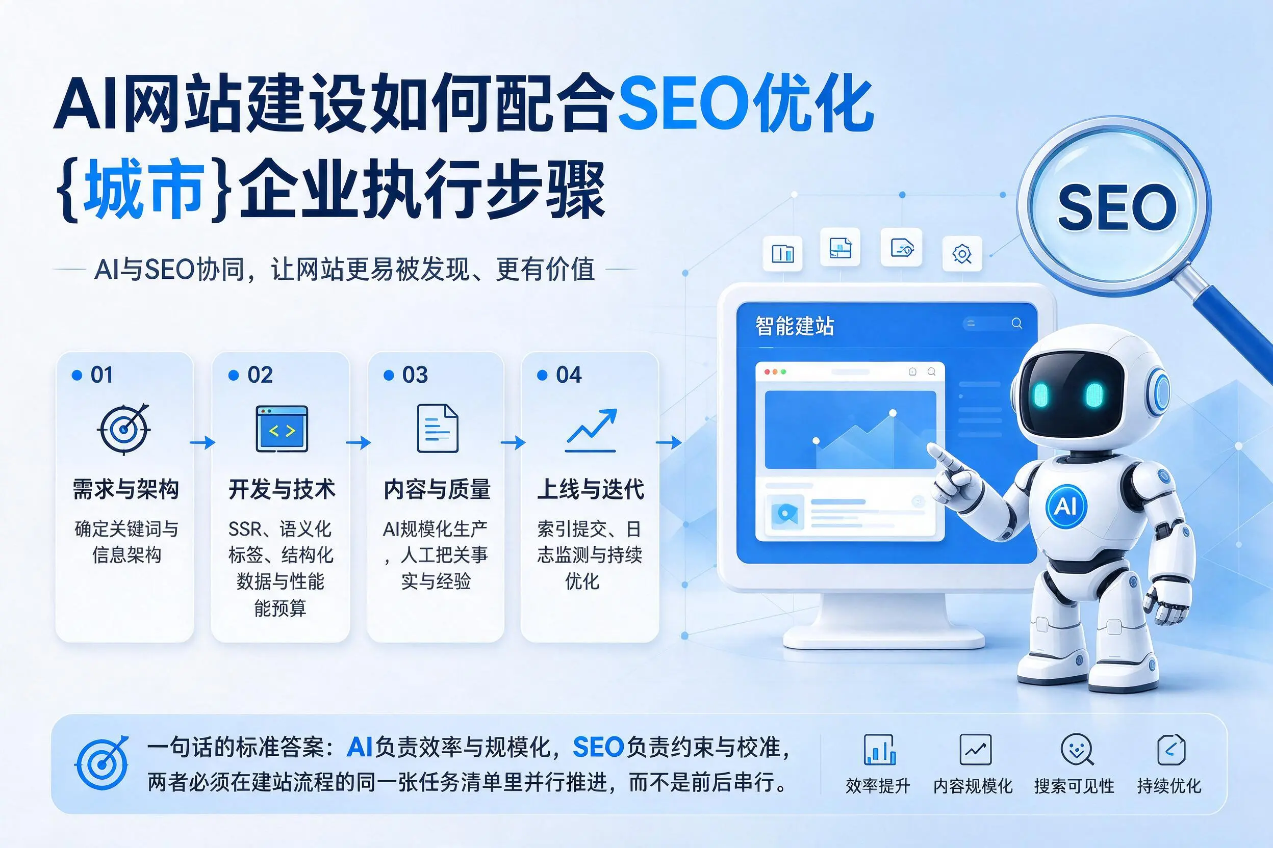 AI网站建设如何配合SEO优化,百色企业执行步骤