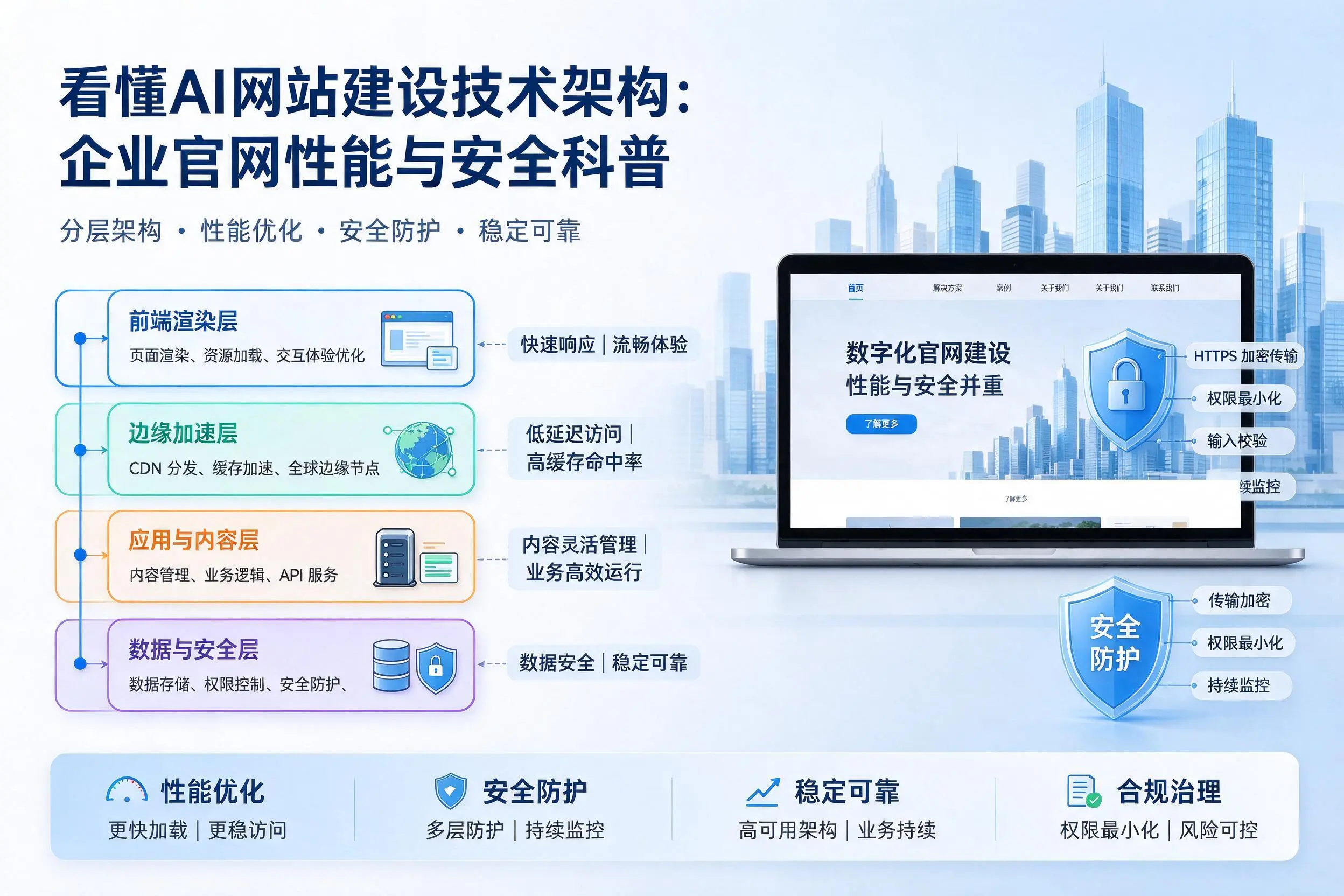 看懂AI网站建设技术架构：百色企业官网性能与安全科普
